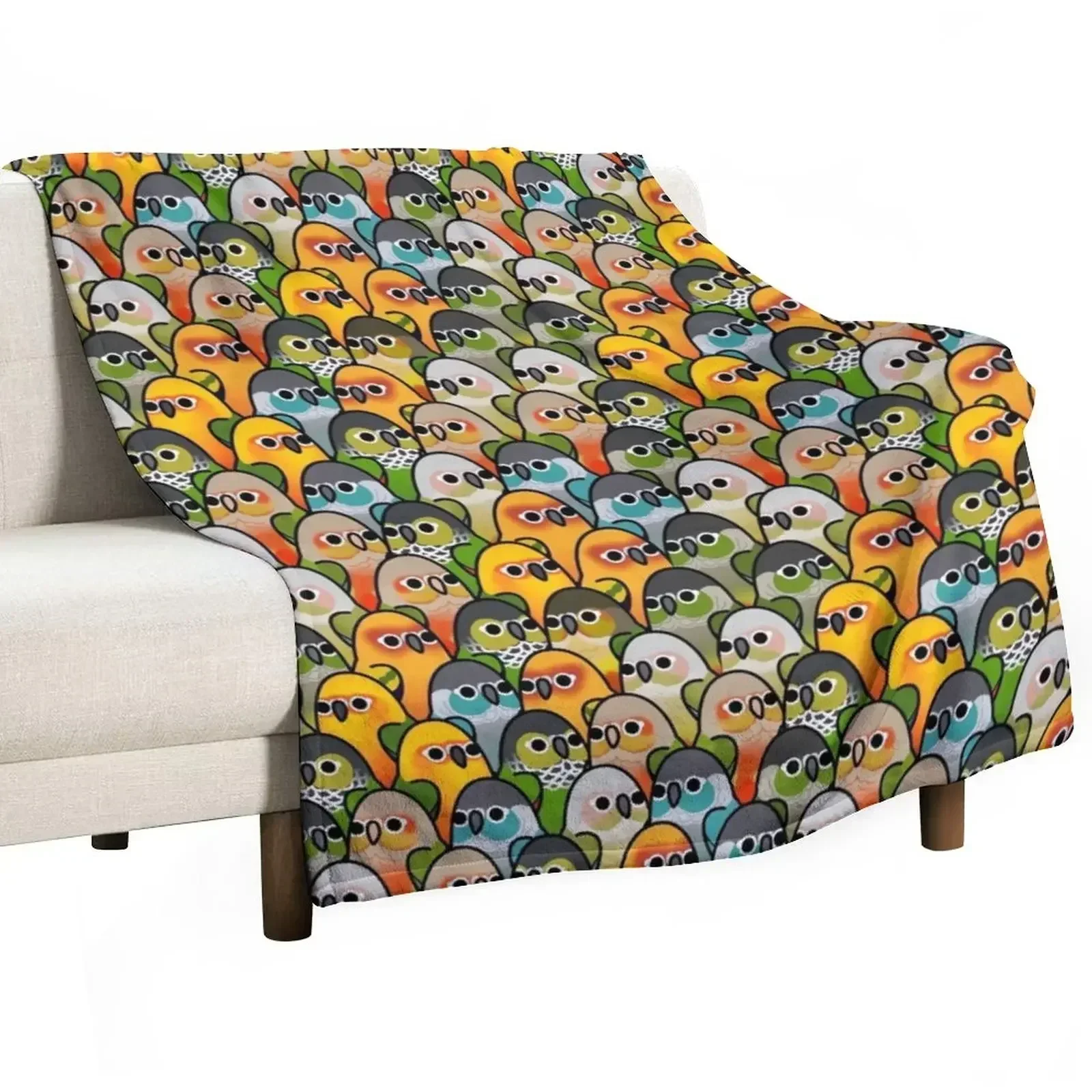 Too Many Birds! - Conure Squad Throw Blanket Loose Cute Plaid blankets ands Blankets