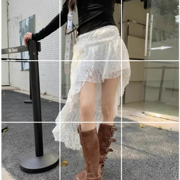 

Асимметричная кружевная юбка с высокой талией, женская летняя анти-легкая юбка для торта, анти-легкая юбка, брюки 5263