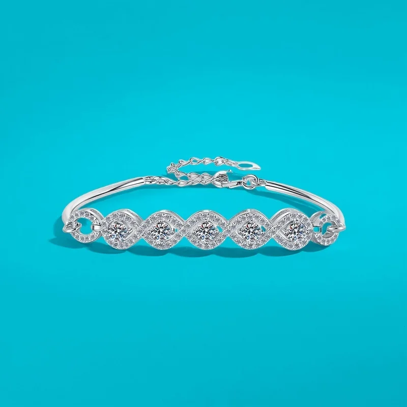 PULSERA con dije de moissanita extraña de plata S925 de 0,3 quilates, moda para mujer, caja de regalo elegante versátil con incrustaciones TRIPLE PREMIUM GRA CERTIFIED
