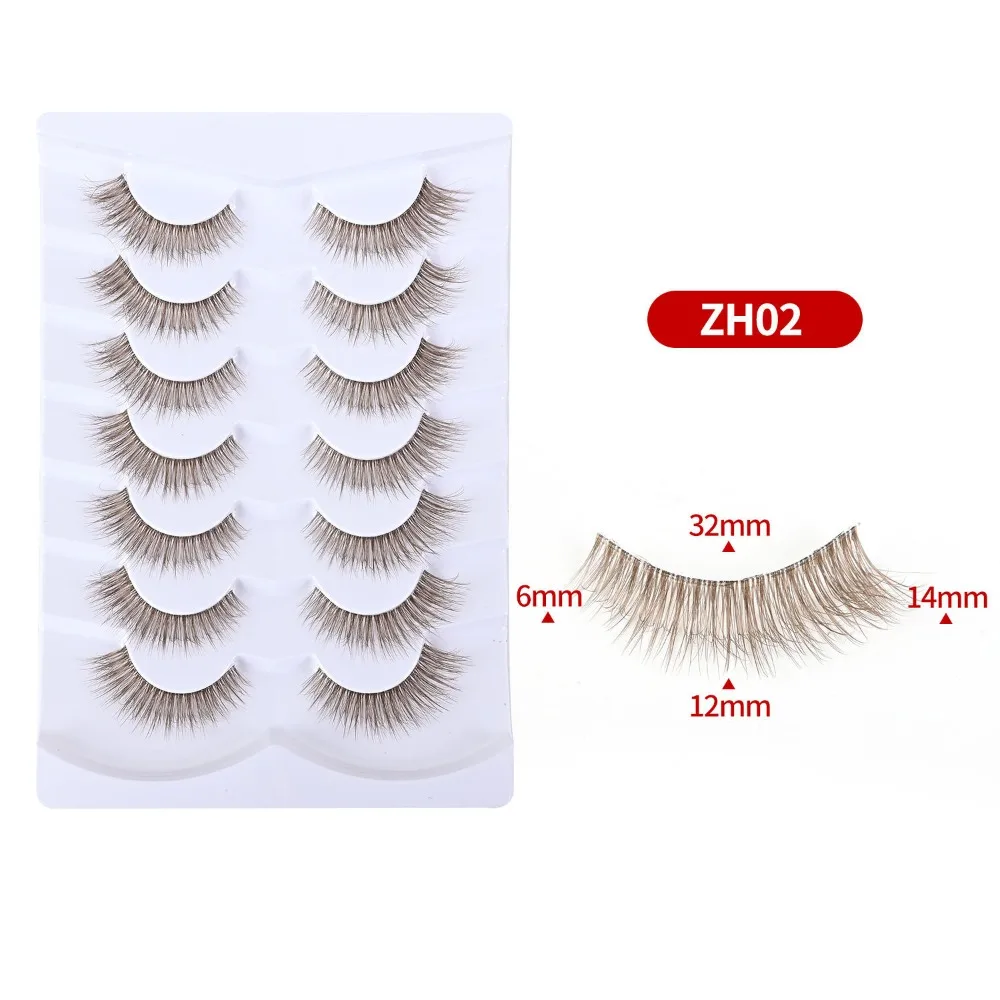 

7 Pairs Simulation Eye Eyelashes Clear Stem Lashes Extension Cat Eye Faux Mink Lashes Wispy Lash Strips
