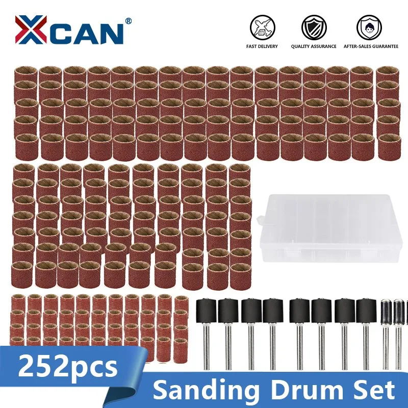 

XCAN Sanding Drum Kit 252pcs 80 Grit with 3.175mm Sanding Band Mandrel For Dremel Rotary Tools Polishing