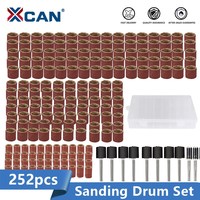 XCAN 252PCS Sanding Drums Kit Sanding Band 1/2 1/4 3/8 Inch Sand Mandrels 80 Grit for Dremel Nail Drill Rotary Abrasive Tools