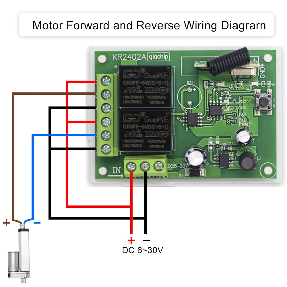 QIACHIP-interruptor de Control remoto de 433MHz, relé inalámbrico, módulo de 2 canales, transmisor RF DC 5V 12V 24V 30V 48V 60V, lámpara de luz para