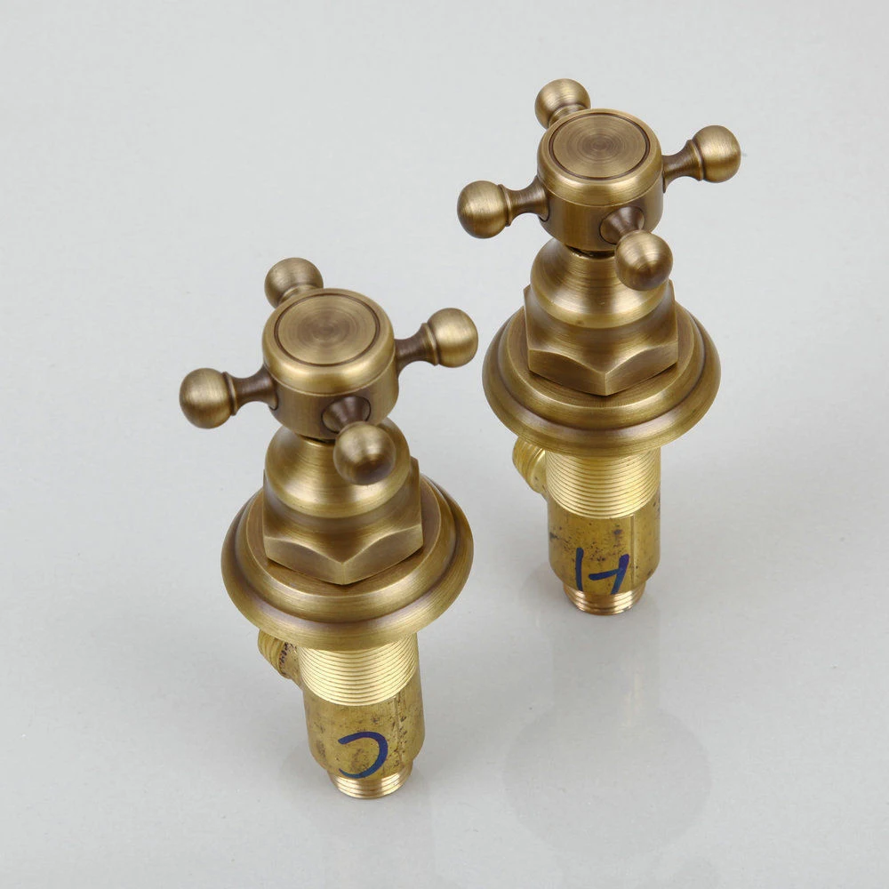 KEMAIDI Antique Brass Basin Tap Handle Durable Unique Design Hot & Cold Control Valve Mixer Handle Shower Faucet Switch