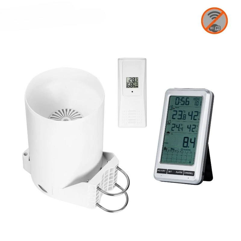 

0206 Wireless Rain Gauge - Household Rainfall Temperature and Humidity Monitor, Weather Station