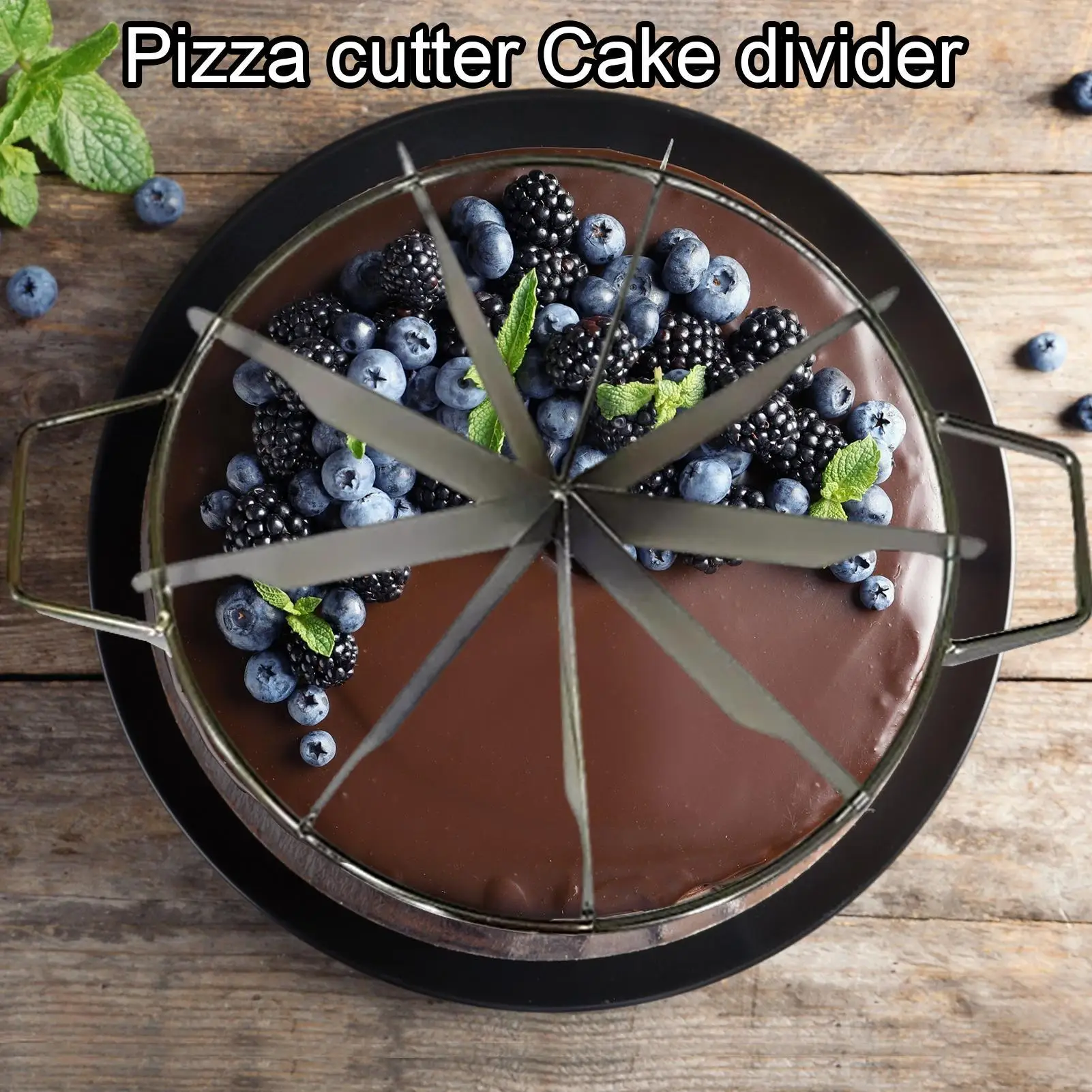 Divisor de pasteles de acero inoxidable, cortador de pizza y tartas de 6/7/8 porciones iguales, fácil de usar, herramienta para dividir queso y repostería en la cocina.
