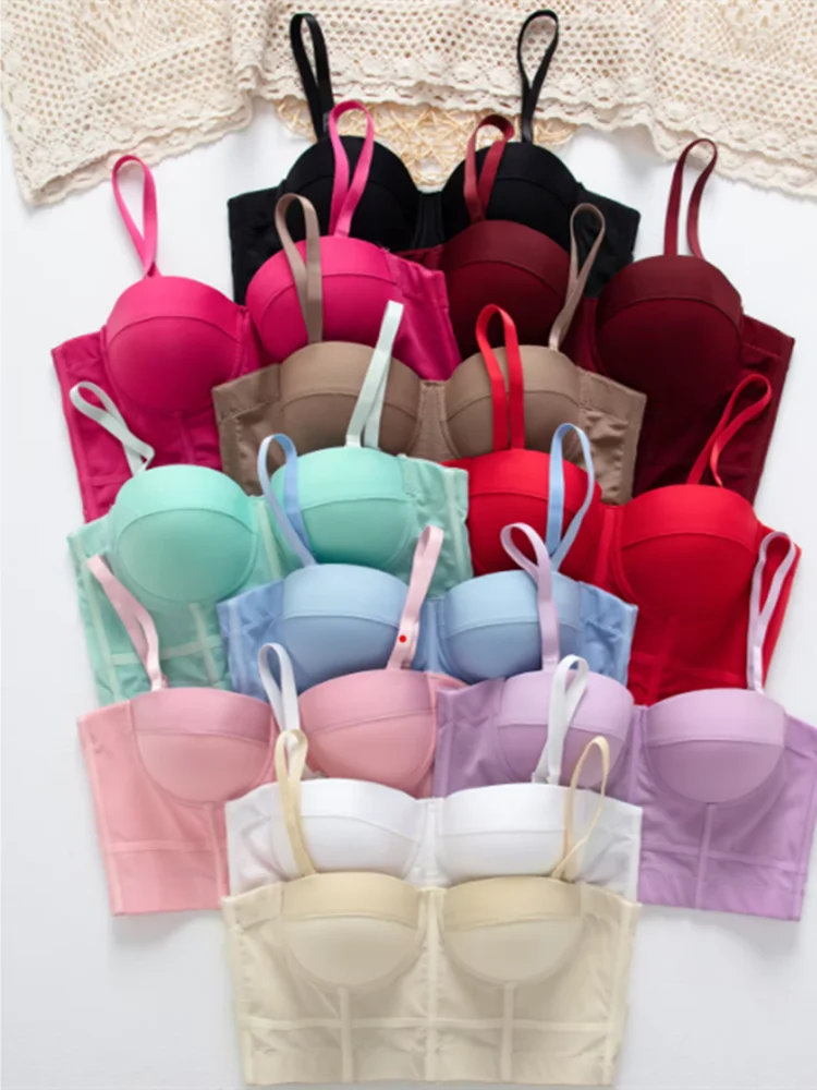Sexy Mesh Push Up Bralet Women Corset Bustier Bra Night Club Party Long Sexy Cropped Top Vest Plus Size Tank Top Women Corset