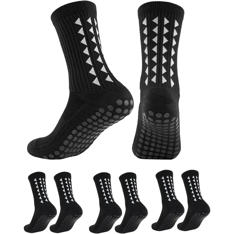 

6 Pairs Men Women Football Grip Socks Towel Bottom Sport Non-Slip Socks Rugby Soccer Cycling Running Exercise Athletic Socks