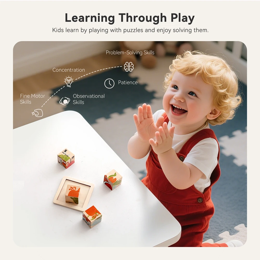 Montessori Animal Characters Multi-faceted Wooden Puzzle Education Wooden Block Russian Blocks Animals Puzzle Toys Occupation