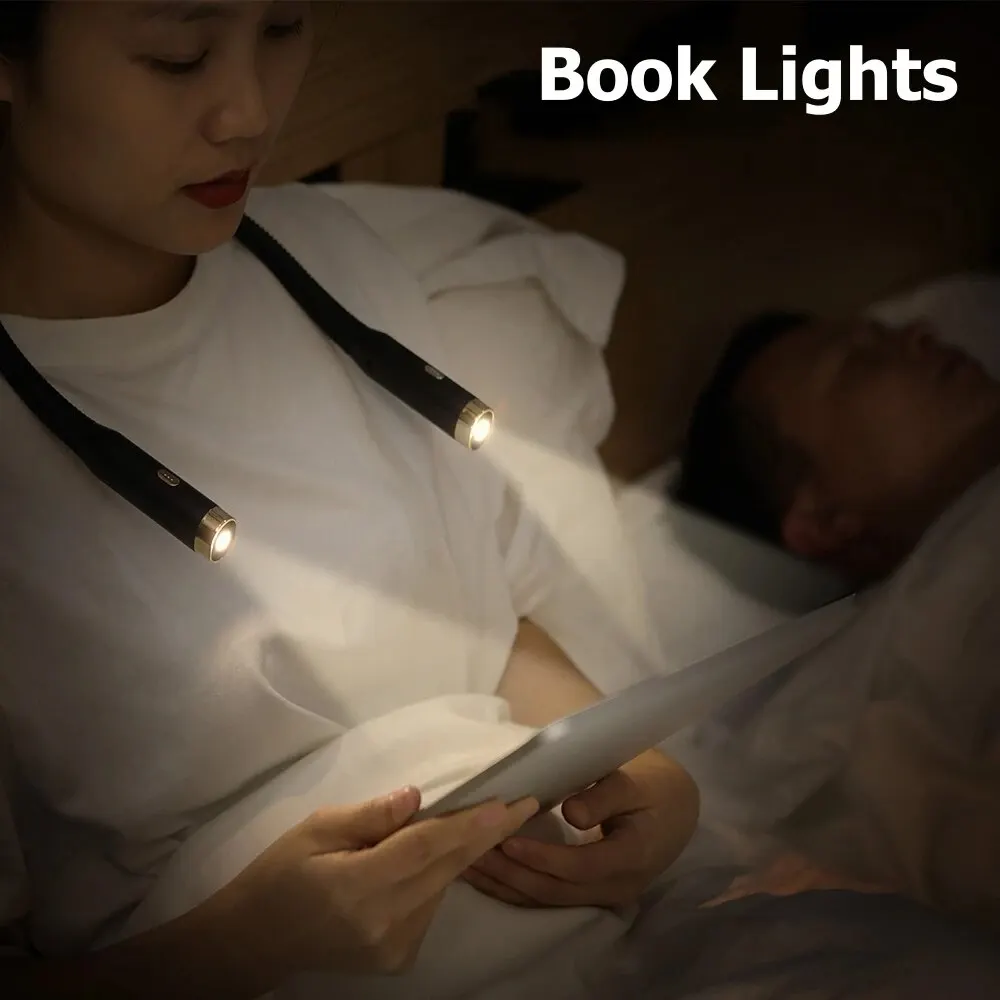 Halsleeslamp Boekverlichting Lezen in bed Buigbaar Langdurig Draagbaar USB Oplaadbaar Nieuwigheid Flexibele LED-boekverlichting