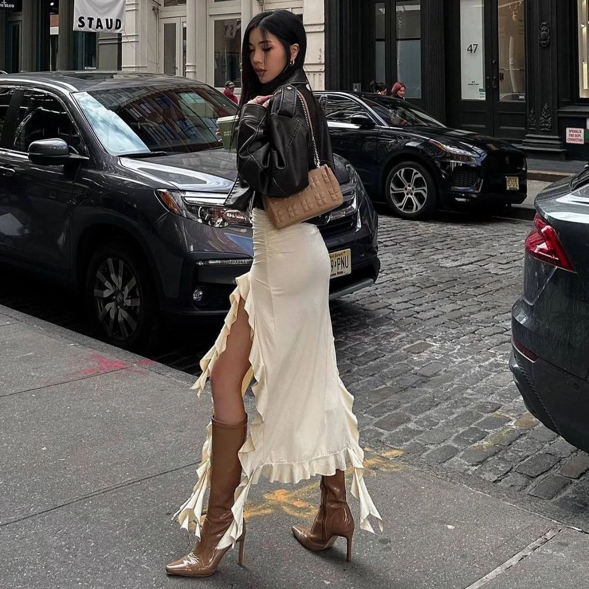 

Faionable Tentacle Lace Trim Bodycon Skirt Women's Summer New Sle Versatile Girls' Wrap around Mid-Thigh Skirt