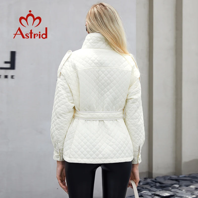 Astrid 2022 New Women\'s Autumn Quilted Jacket Women Parkas Coat Cotton Pockets Zipper White Casual Outerwear Oversize ZM-T108