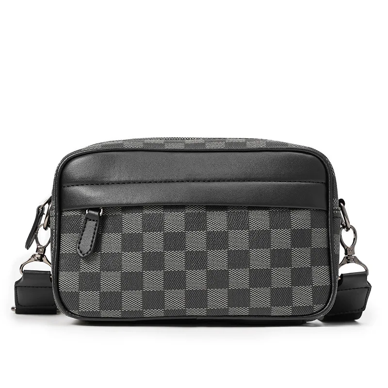 Bolsa de Ombro de Couro PU para Homens, Sacos Crossbody de Alça Larga, Sacos de Estilingue Quadrados, Saco Mensageiro Casual