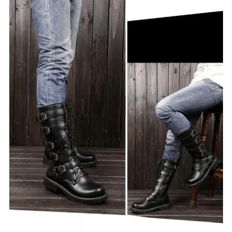

Motorcycle Riding Boots Big Head Tall Zipper Boots Men's Autumn Winter
