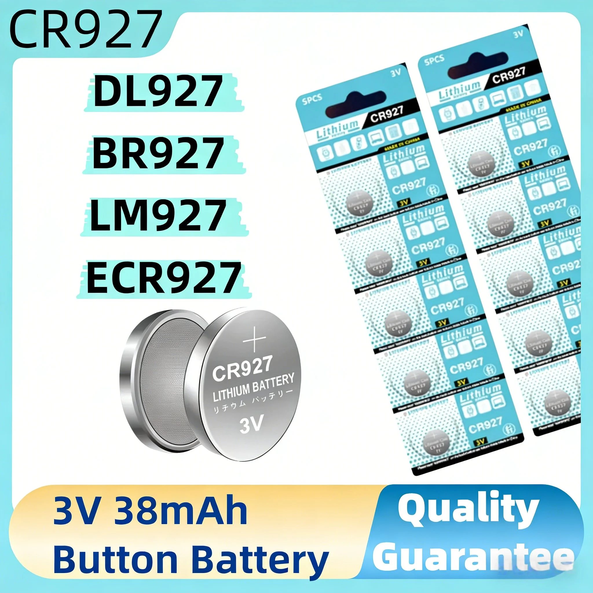 CR927 Battery 3V Lithium Button Cell for Remote Control, Watch, Toy, Clock, Laser Pointer, Computer Mouse DL927 / BR927