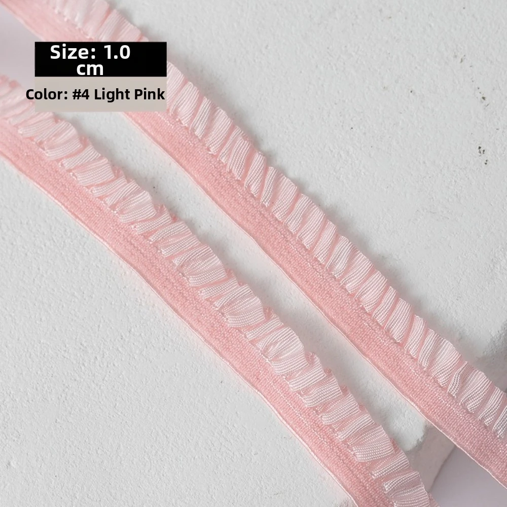 Multi-Color Ruffle Lace Trim 1cm Width Stretchable Fabric Elastic Frill Ribbon Decorative Ribbon Frilled Edge