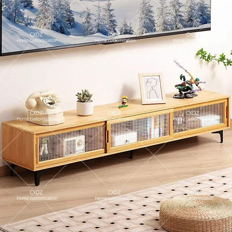 Modern Floor to Ceiling TV Cabinet with Coffee Table Combo Simple Living Room Storage Unit for Small Apartments Integrated