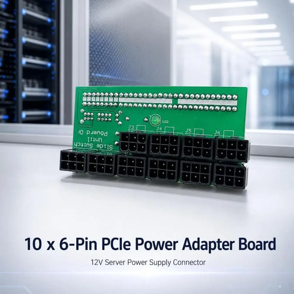 12V Output Server Power Supply Board 10 Port Durable Breakout Module 6PIN Connector Server PSU Adapter Server PSU Conversion
