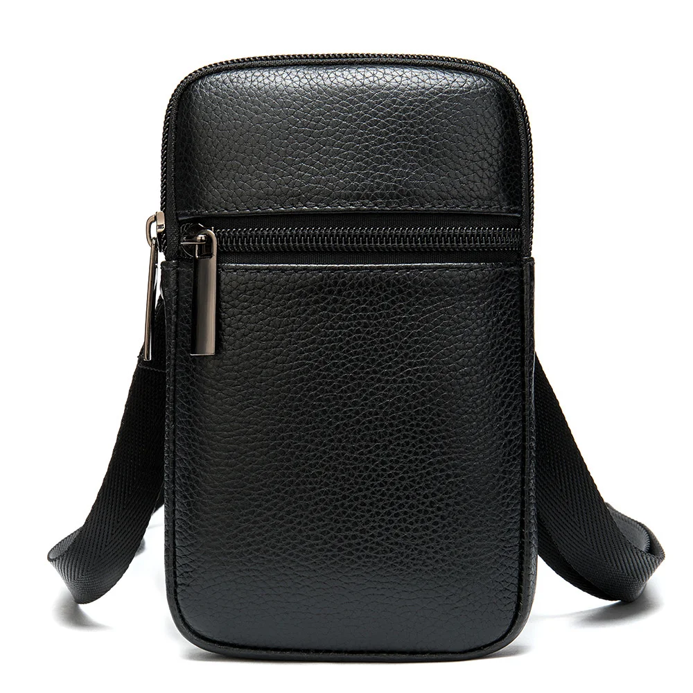 Casual Genuine Leather Mens Bag Small Phone Men's Crossbody Shoulder Male Waist Luxury Messenger s For Men