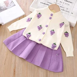 Baby Girls Bow Cute Clothing Suits New New Fashion Winter Knitted Sweaters And Skirt Outfits Princess Children Clothing 2-6Y