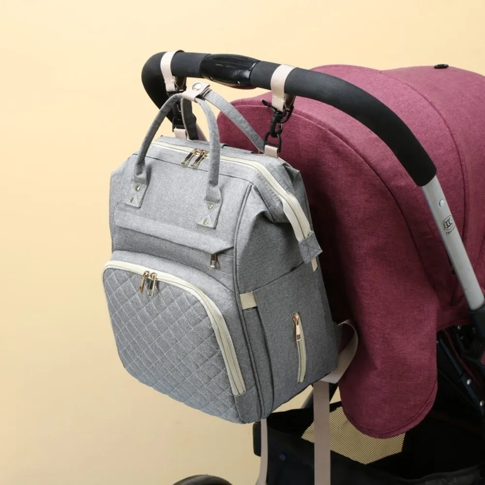 Simple Nylon Mommy Bag Large Capacity Multifunctional Diaper Backpack Insulated Pockets Hand-held Maternity Travel Bag Baby Care