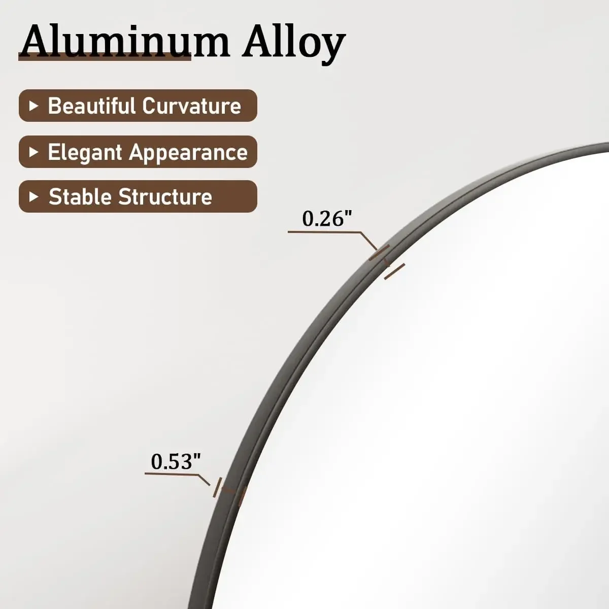 Espejo de longitud completa, espejo de suelo de arco de 71 "x 30" con soporte, marco de aleación de aluminio, espejo de cuerpo completo para dormitorio, baño, sala de estar Ro