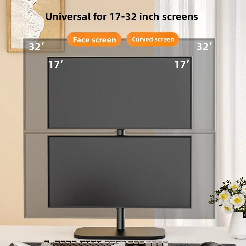 Dual Screen Monitor Stand No-drill Free Assembly Dual Quad Screen Support Stable Tilt Lift Space Saving Rack