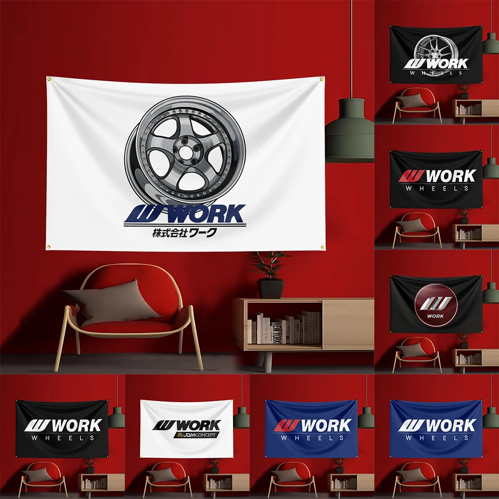 

3x5 Ft Work Wheels Tool Flag Polyester Printed Cars Flags Banner Tapestry for Room Garage Decor Power Tools Flag