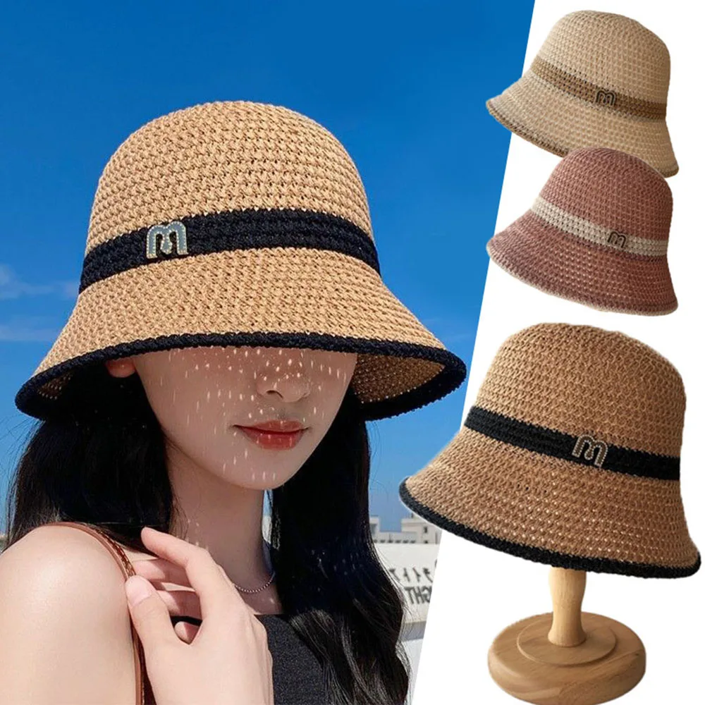 

Natural Beach Sun Hat For Women Beach Sunscreen Hat Crochet Straw Hat Ladies Spring Summer Bucket Hat Breathable Fisherman Cap