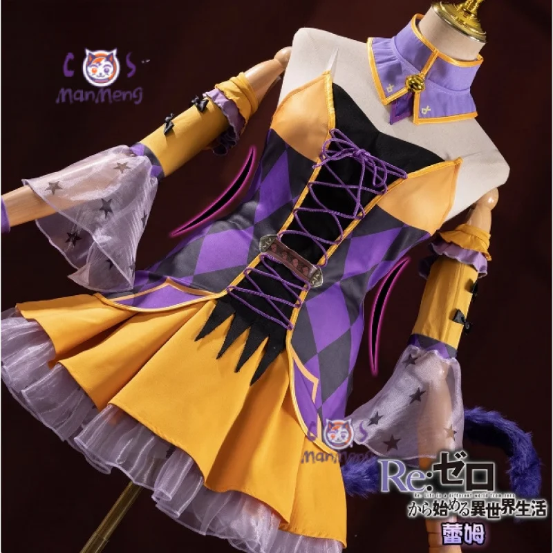 Emilia Rem Cosplay Re:Zero Costume Emilia Abito Manica Coda Calzini Set di oggetti di scena Halloween Cute Party Rem Girl Nuova uniforme XS-XXL