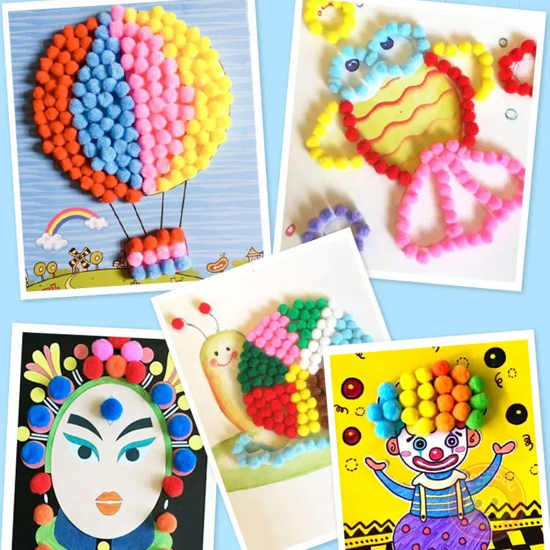 Fluffy Mini Pompoms 8mm Round Shaped Pompom Balls Plush Pompones Pompony Dekoracyjne For Kids Toys DIY Craft Supplies 2000pcs