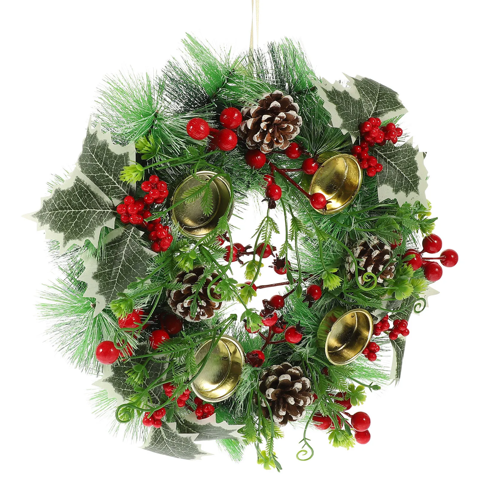 

Christmas Ring Mini Wreath For Pillar Candles Simulated Pine Needle Holiday Home Decor Party Wedding Decoration