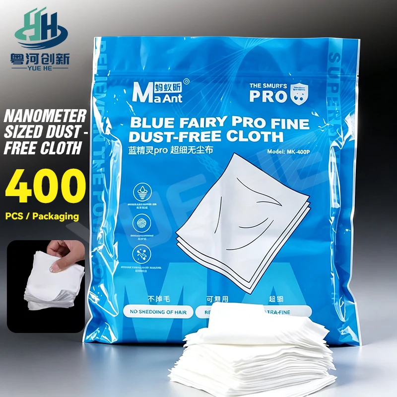 MaAnt MK-400P MK-400U Nano Level Dust-Free Cloth 400PCS No Hair Shedding Reusable for Phone PCB Lens Cleaning Tools