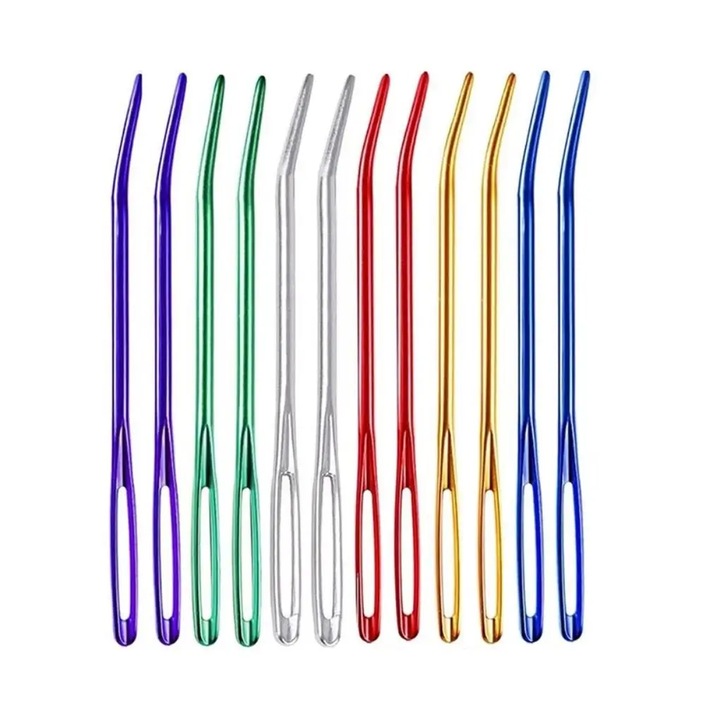 Aluminum Big Eye Bent Needle Handicraft Bent Tip Multisize Crochet Needles Crocheting Hooks Knitting