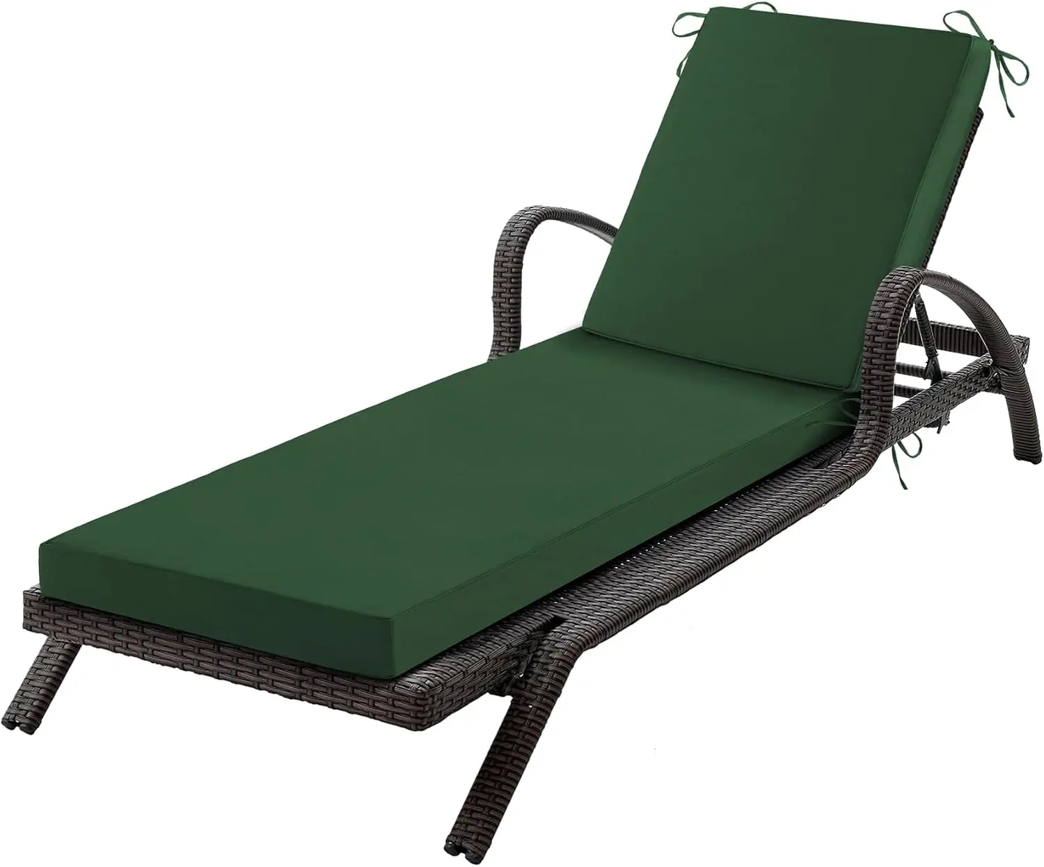72x21x3" Waterproof Outdoor Chaise Cushion, Fade-Resistant, Removable Cover, Forest Green