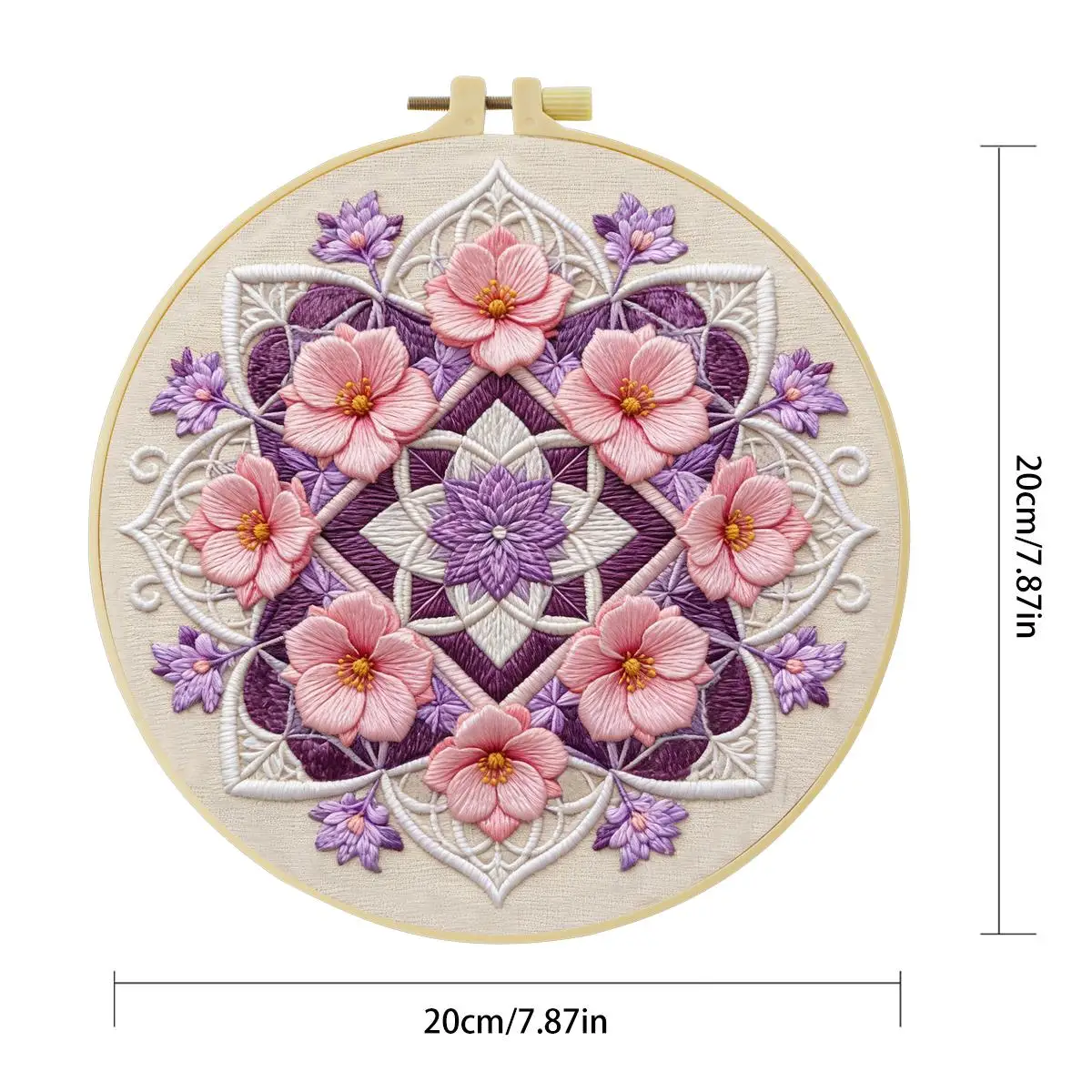 1 Stück 20X20CM/15X15CM 7,87/6,3 Zoll Blumen-Stickerei-Starter-Kit DIY-Kit DIY-Stickerei-Set für Anfänger – Detail 4