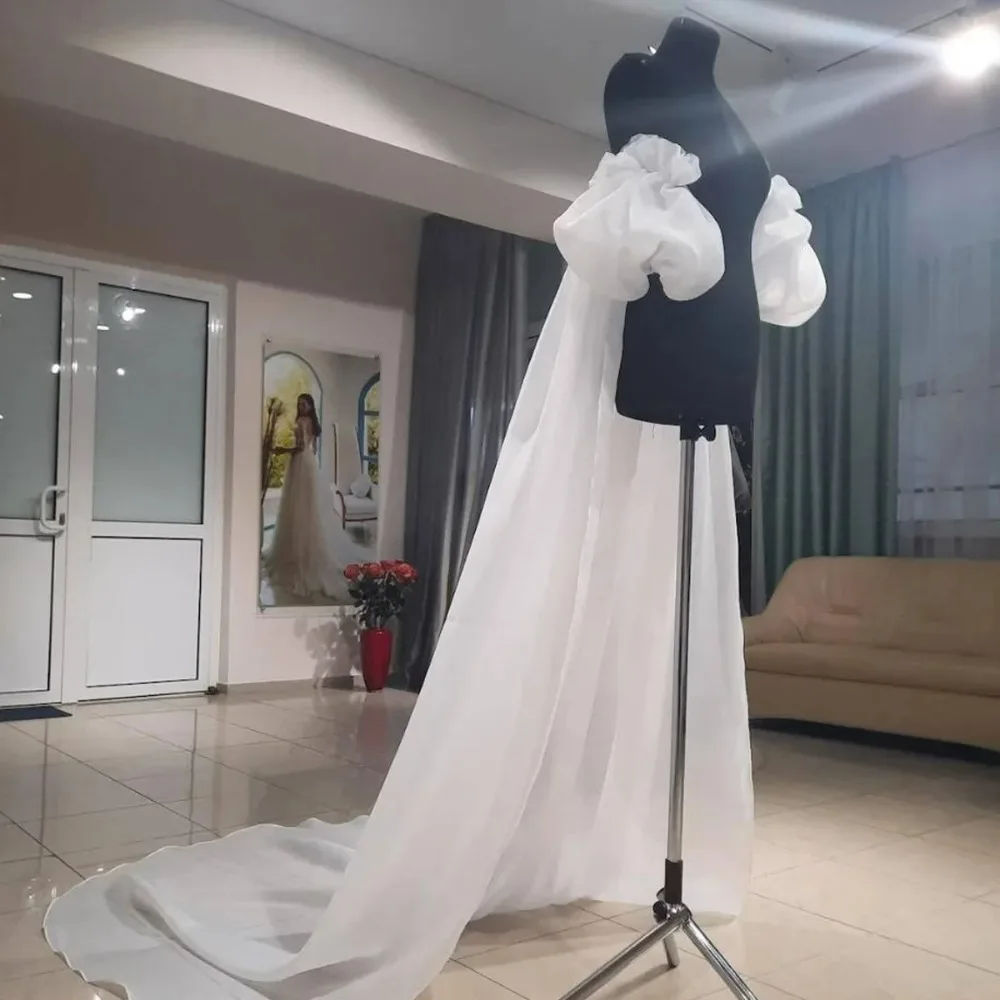 

Съемная свадебная накидка из органзы для невесты с рукавами, аксессуар для путешествий, фотографии, вечеринки, свадьбы, свадебные аксессуары