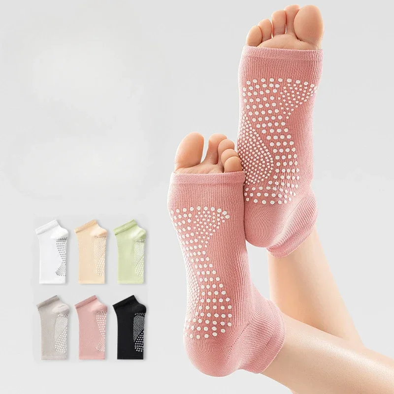 Toeless اليوغا الجوارب النساء سيليكون عدم الانزلاق المهنية داخلي الطابق الرقص جوارب رياضية بلون القطن اللياقة البدنية جوارب بيلاتيس