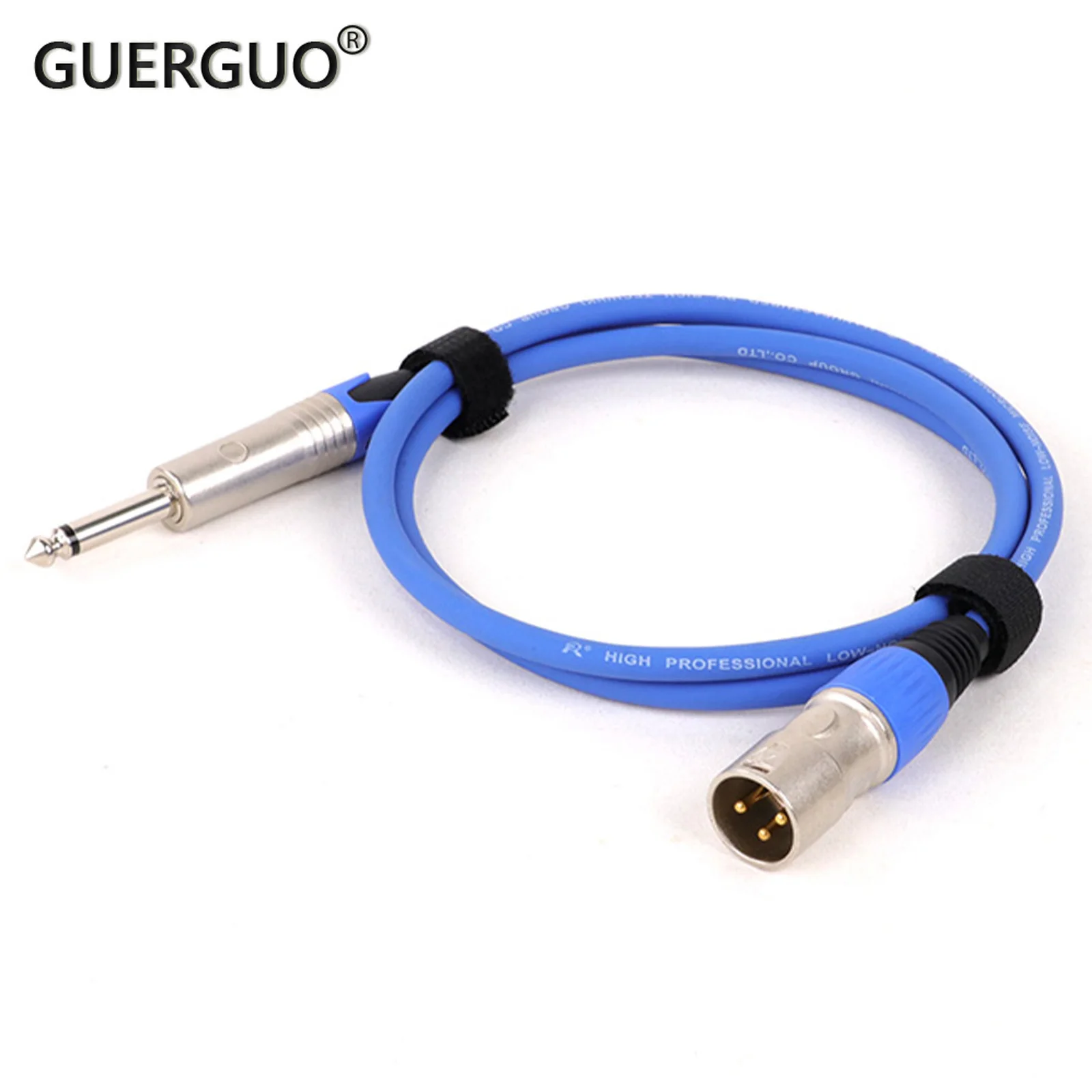 GuerGuo 1PC Multi Colored 6.35mm(1/4 Inch) Mono TS Male Jack to Male/Female 3Pin XLR OFC Audio Braided Shielded Cable 0.3M-15M