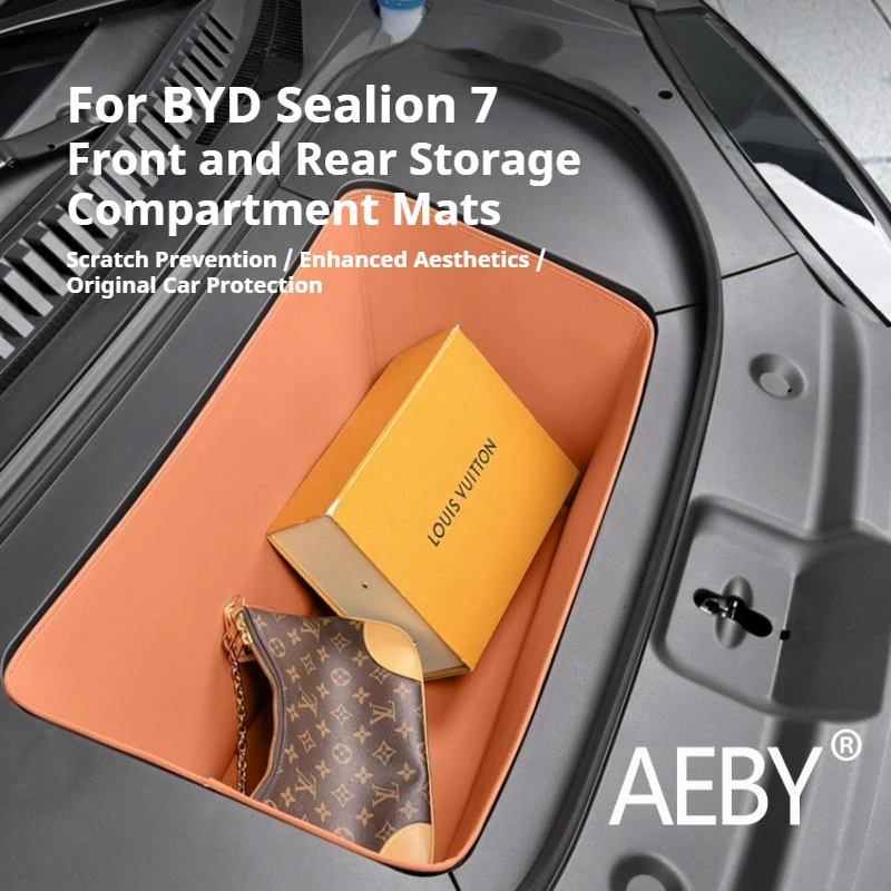 

AEBY для BYD Sealion 7 2024, коврик для переднего багажника автомобиля, кожаный водонепроницаемый вкладыш для хранения, противоскользящий пылезащитный лоток, аксессуары