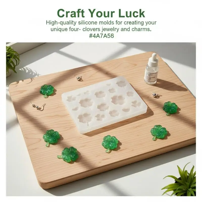 1Pcs Four-Leaf Clover Resin Casting Mold Silicone Mold DIY Accessories