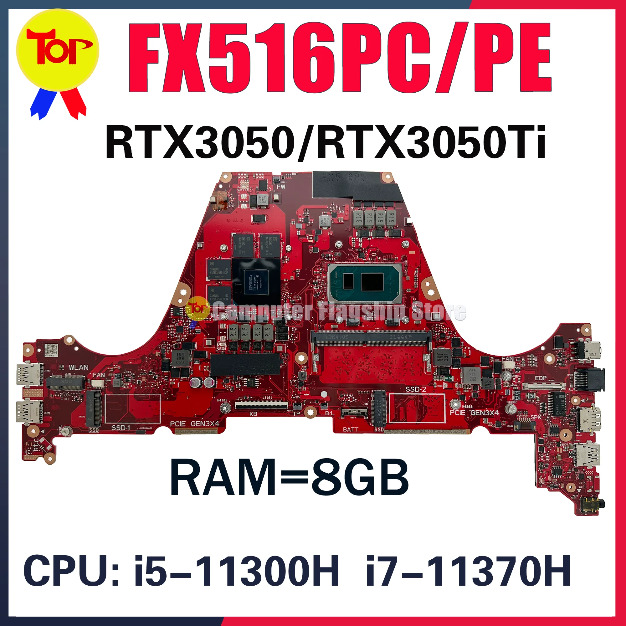 Imagem -03 - Placa-mãe do Portátil para Asus Tuf F15 Fx516pr Fx516pe Fx516pm Px516p I511300h Rtx3050 Rtx3060 Rtx3070 Placa-mãe