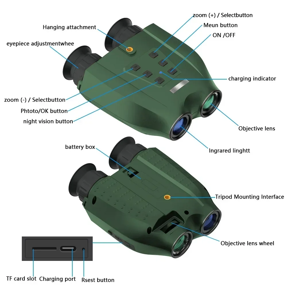 DT-99 2.5KD High-definition Helmet-mounted Dual-lens Dual-screen 3D/VR Naked-eye Compass 6x Optical Zoom Night Vision Device