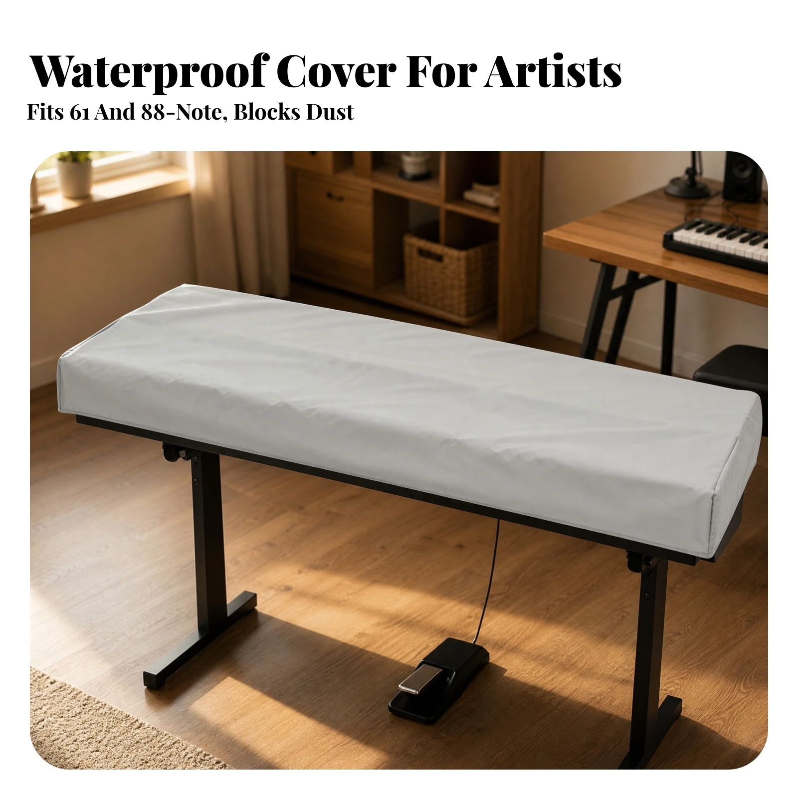 88-Key Digital Piano Cover Dustproof Digital Piano Dust Cover Electronic Organ Covering Black Easy to Install for Storage