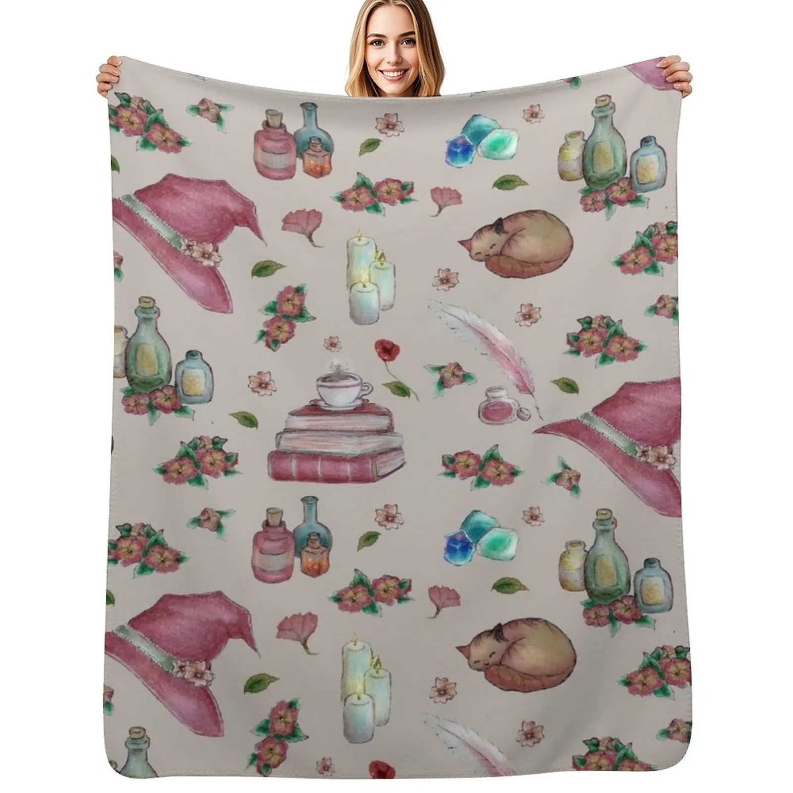 

Witch Magical Items Throw Blanket Cozy Light Blanket for Travel Camping Picnic