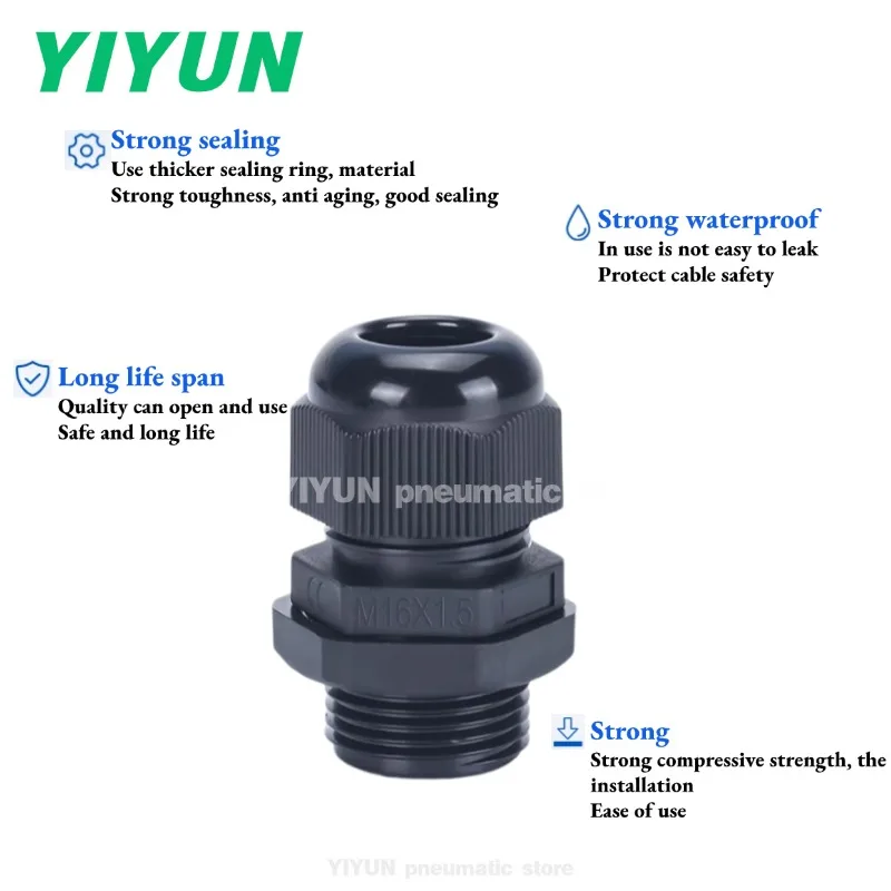 PG7/PG9/PG11/PG13.5/PG16/PG19/PG21/PG25 Metric M type stretch nylon cable waterproof connector plastic cable fixed head, glen