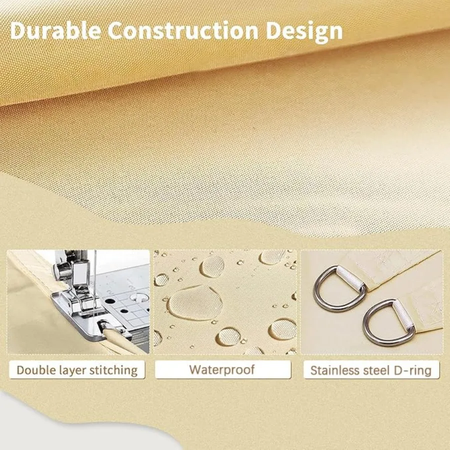 ผ้าคลุมกันแดดทรงสี่เหลี่ยมจัตุรัสขนาด 10'x10' กันน้ำ ป้องกันรังสียูวี 95% สำหรับสวนกลางแจ้ง ลานเฉลียง งานปาร์ตี้ สนามเด็กเล่น ผ้าคลุมกันแดดที่ทนทาน