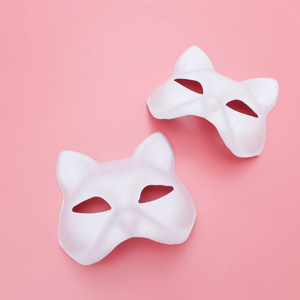 Mão Painted Scary Cat Mask, Máscaras De Polpa, Animais Em Branco, Dia Das Bruxas, Performance De Palco, 4 Pcs