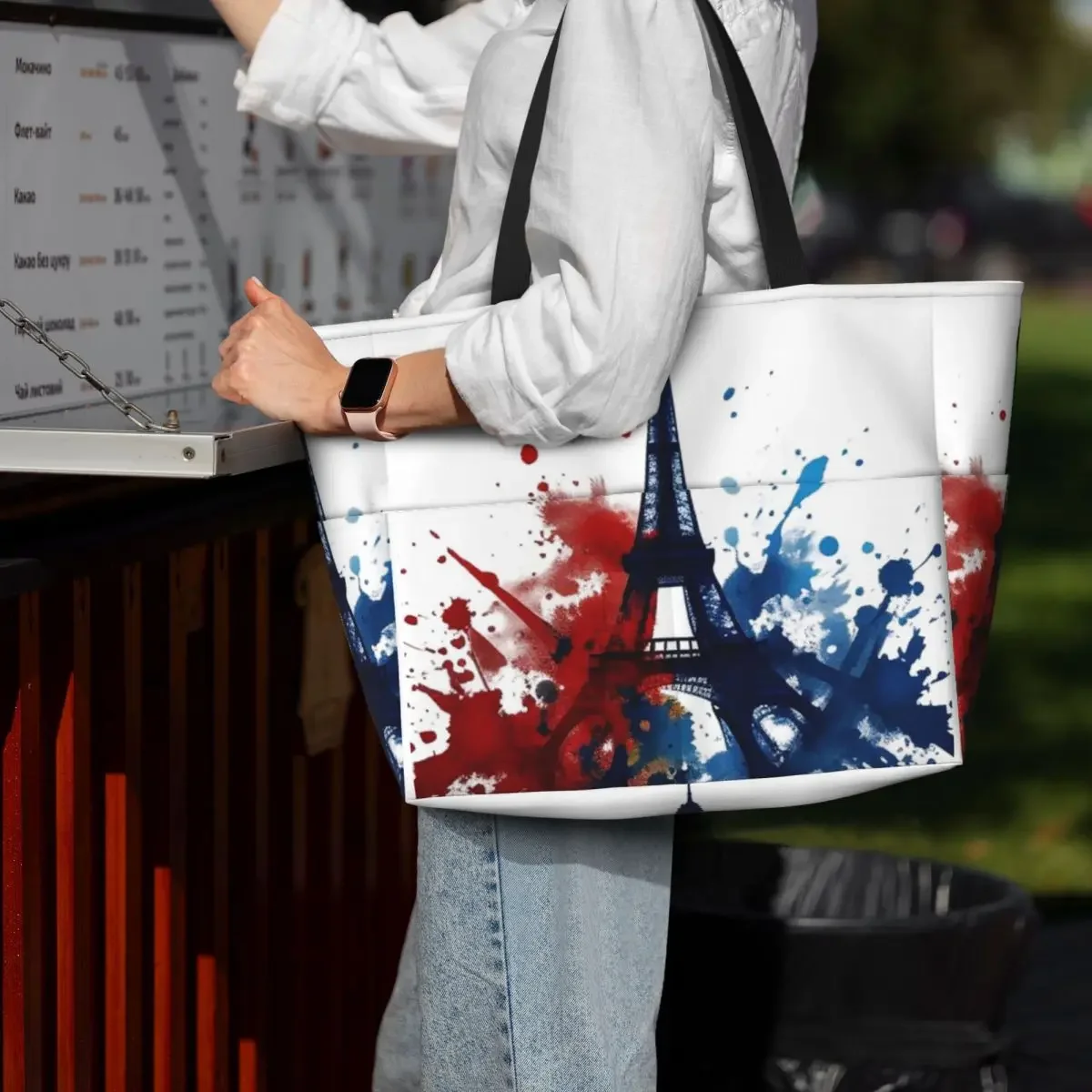 

Paris Eiffel Tower Beach Tote Bag Sport Gym Yoga Duffle Large Tote Bag Women Travel Bag Fitness bag