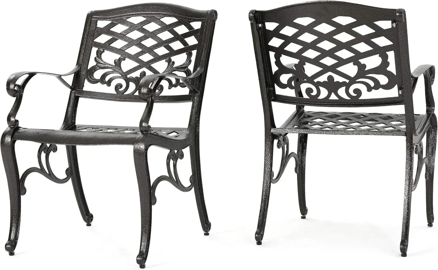 Sarasota Outdoor Cast Aluminum Outdoor Chairs, 2-Pcs Set, Hammered Bronze